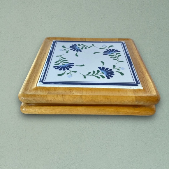 Vintage Dansk Sage Song Framed Tile Trivets 7 3/4” Set of 2 - Picture 10 of 11